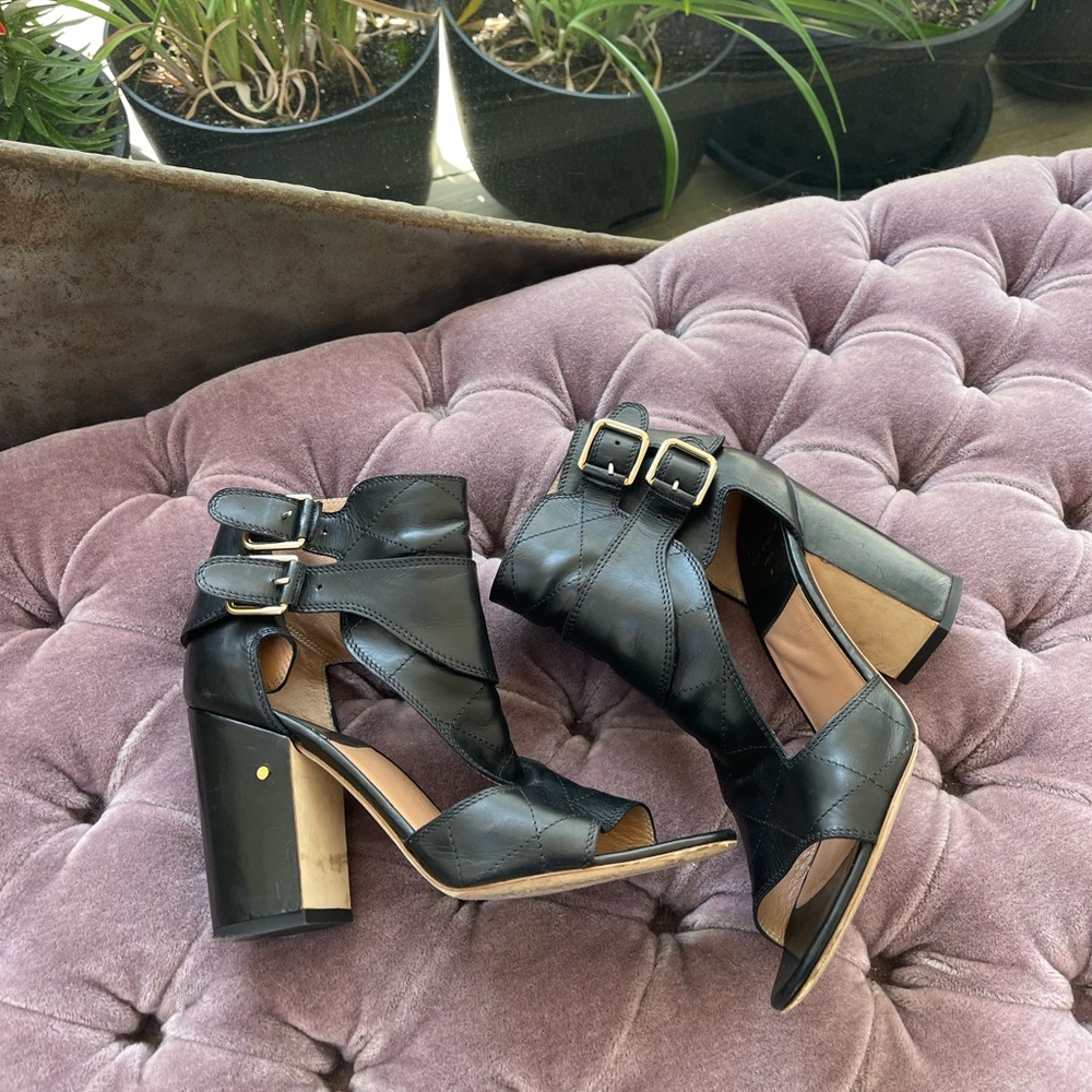 Laurence Dacade black leather block heel sandals